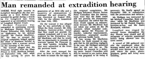 DermotFinucaneExtraditionDec31987